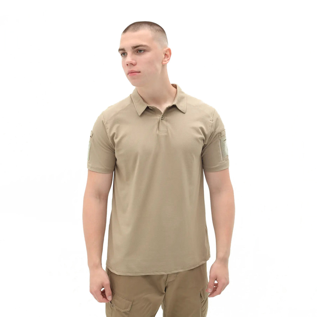 Мужская тактическая футболка поло с коротким рукавом поло для военных с липучками на рукавах Бежевый S - изображение 1
