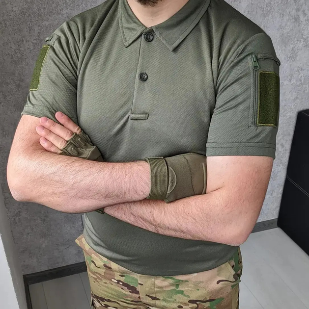 Чоловічі футболки поло з коротким рукавом для військових тактичні Хакі XL - зображення 1