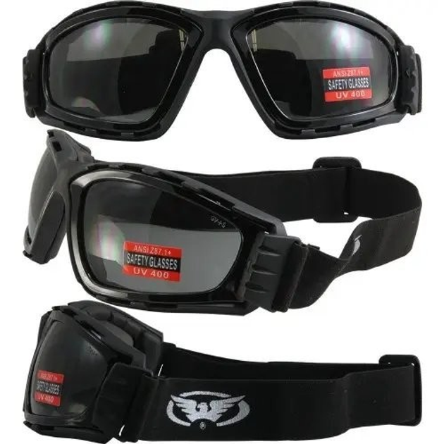 Защитные тактические очки Global Vision стрелковые очки маска с уплотнителем Trip черные (1ТРИП-20) - изображение 1