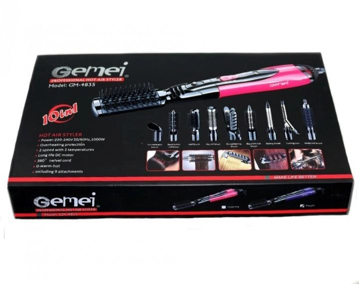 Повітряний Стайлер для волосся багатофункціональний Gemei Pink - изображение 3