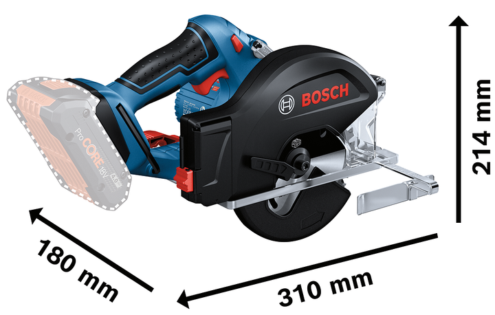 Акумуляторна циркулярна пила Bosch GKM 18V-50, 2 x GBA 18V 5.0Ah , GAL 18V-40 + диск Standard for Steel (06016B8002) - Фото 10 Акумуляторна циркулярна пила Bosch GKM 18V-50, 2 x GBA 18V 5.0Ah , GAL 18V-40 + диск Standard for Steel (06016B8002) - зображення 10