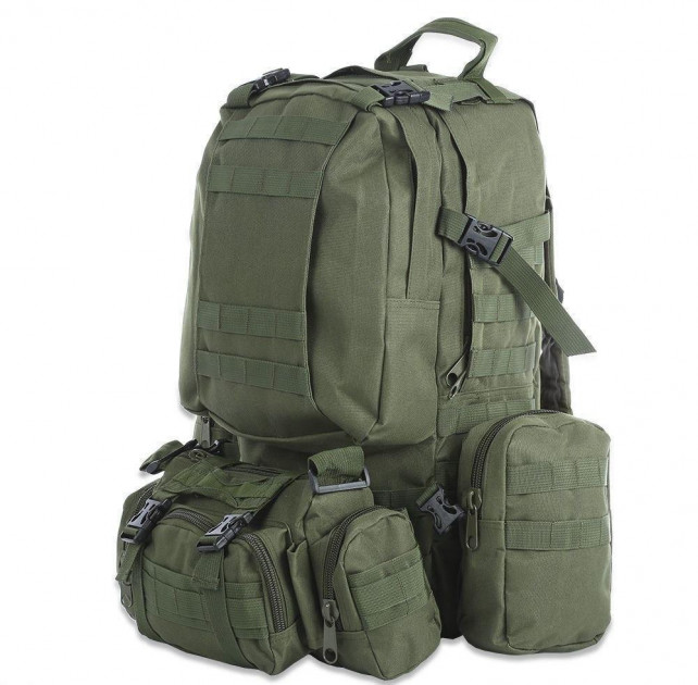 Рюкзак тактичний військовий з підсумками Tactical Backpack B08 50 л олива - зображення 2