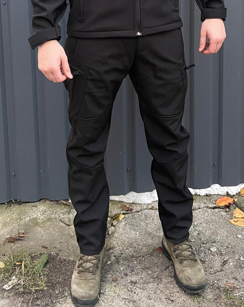 Тактичні теплі штани Softshell Чорний XL (Kali) - зображення 2