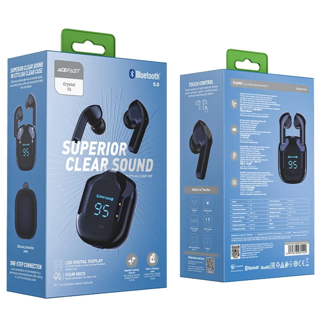 Бездротові навушники ACEFAST T6 True wireless stereo headset Sapphire Blue (AFT6SB) - изображение 9