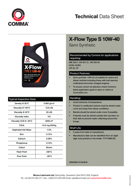 Моторное масло 10W-40 полусинтетическое 1л Comma X-FLOW TYPE S автомасло MB 229.1; VW 501.01,505.00 (XFS1L) - изображение 2