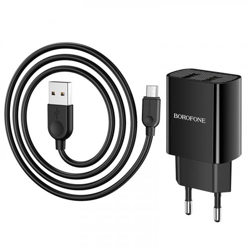 Зарядный набор BOROFONE BA53A 2USB блок с кабелем Micro-USB черный - Фото 1 Зарядный набор BOROFONE BA53A 2USB блок с кабелем Micro-USB черный - изображение 1