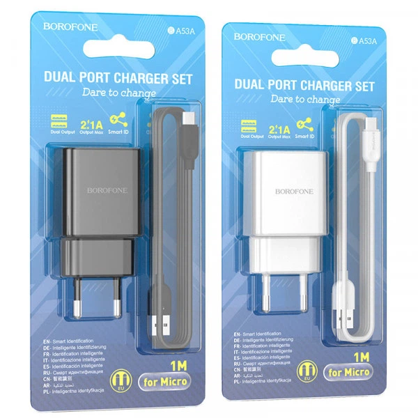 Зарядное устройство с кабелем Micro BOROFONE BA53A Powerway 2USB 2.1A белое - Фото 3 Зарядное устройство с кабелем Micro BOROFONE BA53A Powerway 2USB 2.1A белое - изображение 3