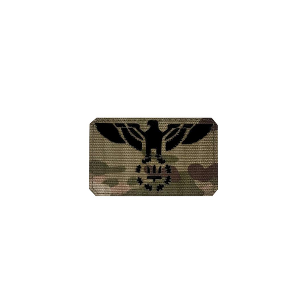 Шеврон на липучці Laser Cut UMT Орел з гербом 80х50 мм Чорний Мультикам - зображення 1