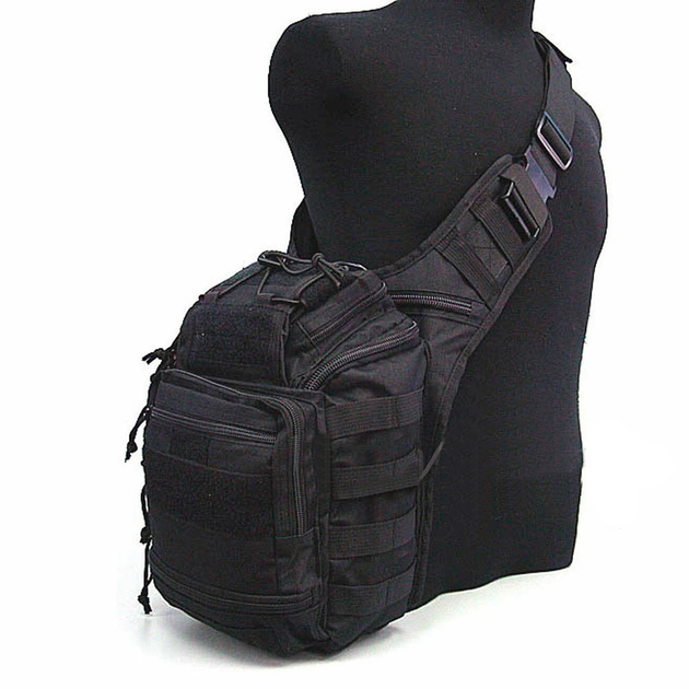 Однолямочная армійська сумка 25x20x11 чорна 50437 - зображення 1