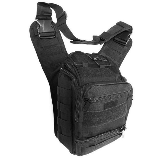 Однолямочная армейская сумка 25x20x11 см черная 50437 - изображение 2