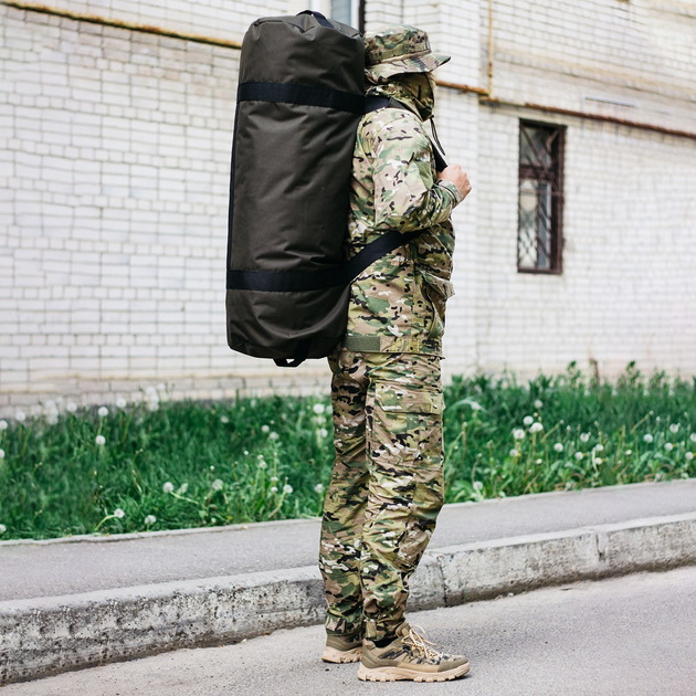 Баул-сумка-военная, баул армейский Оксфорд 100 л тактический баул, тактический баул-рюкзак, хаки - изображение 2