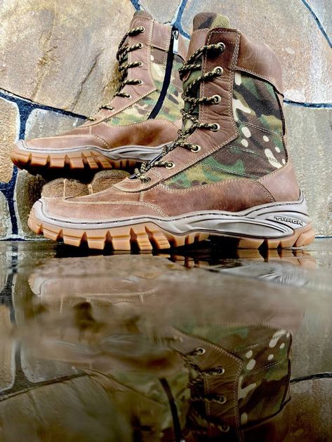Берці черевики тактичне взуття полегшені Літо натуральна гідрофобна шкіра посилена п’ята та носок Мультикм р 39 - зображення 2