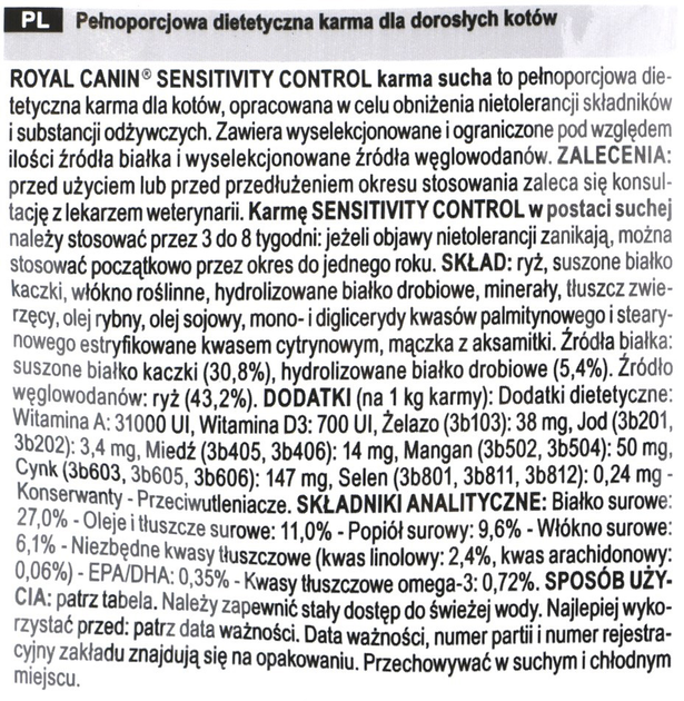 Sucha karma dla kotów Royal Canin Vet Sensitivity Control Feline Duck 3,5 kg (VETROYKSK0001) - obraz 2