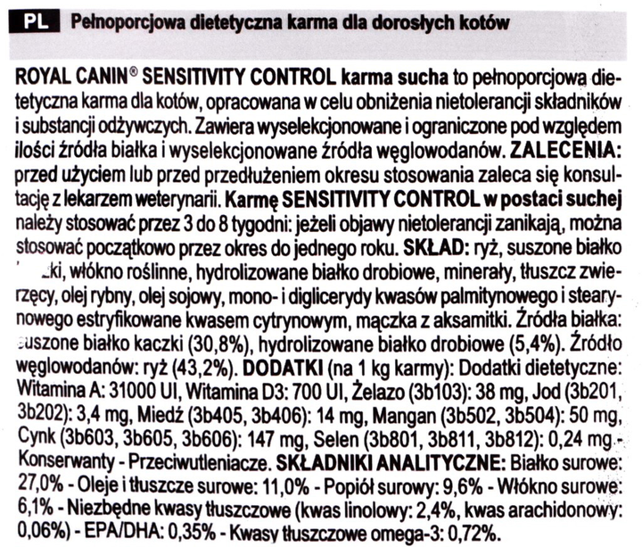 Sucha karma dla kotów Royal Canin Vet Sensitivity Control Feline 1,5 kg (3182550939638) - obraz 2