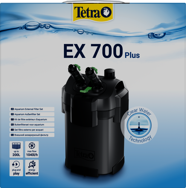 Зовнішній фільтр для акваріума Tetra External EX 700 Plus 7,5W, 1040л/год до 100-200л №302747 - Фото 1 Зовнішній фільтр для акваріума Tetra External EX 700 Plus 7,5W, 1040л/год до 100-200л №302747 - зображення 1