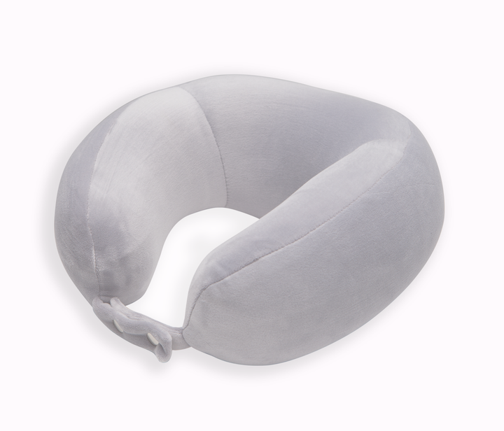 Ортопедическая дорожная подушка-бублик под шею Travel Pillow от Correct Shape, чехол велюр, цвет Серый, 28х27,5х14 см - изображение 2