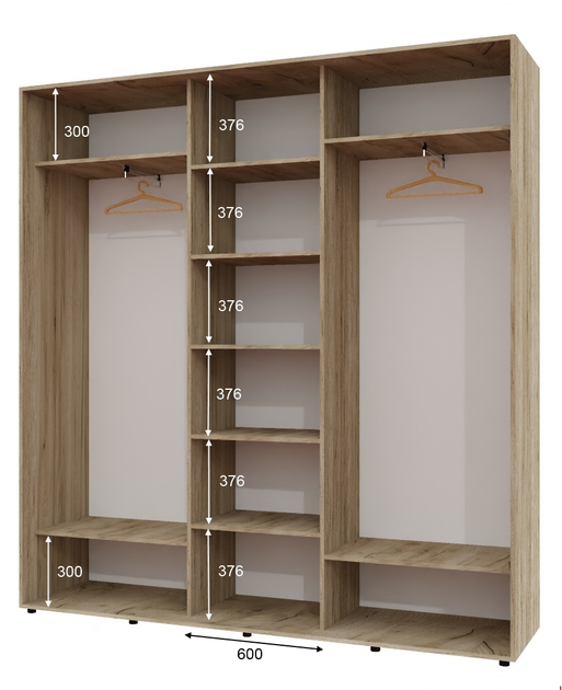 Шкаф-купе трехдверный Алекса 230*45*240 см Дуб крафт серый 3 двери ...