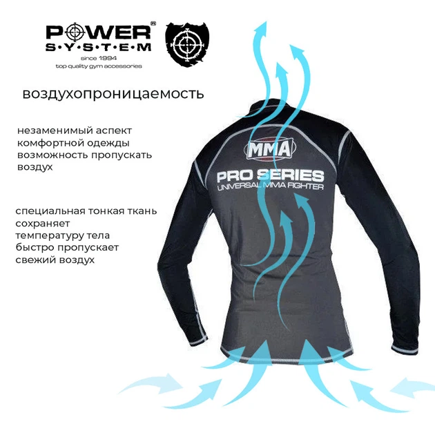 Мужской рашгард для MMA Power System 010 Combat S Grey/Black - изображение 8