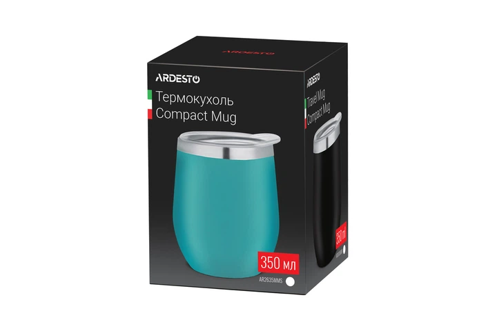 Термокружка ARDESTO Compact Mug, 350мл, нержавеющая сталь, голубой - Фото 7 Термокружка ARDESTO Compact Mug, 350мл, нержавеющая сталь, голубой - изображение 7