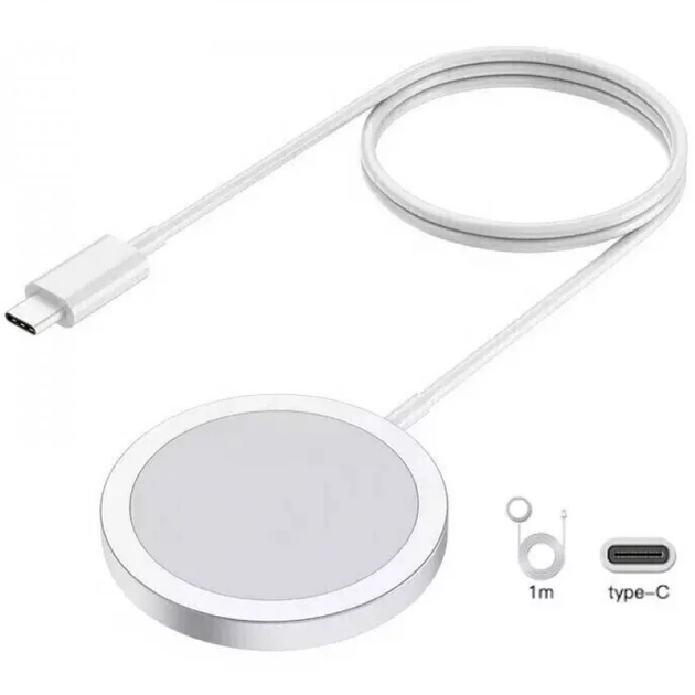 Беспроводная зарядка QI MagSafe Charger 15W для iPhone/AirPods Белый ...