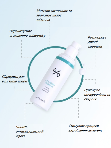 Заспокійливий крем із центелою азійської Dr.Ceuracle Cica Regen 70 Cream 50ml - Фото 4 Заспокійливий крем із центелою азійської Dr.Ceuracle Cica Regen 70 Cream 50ml - зображення 4