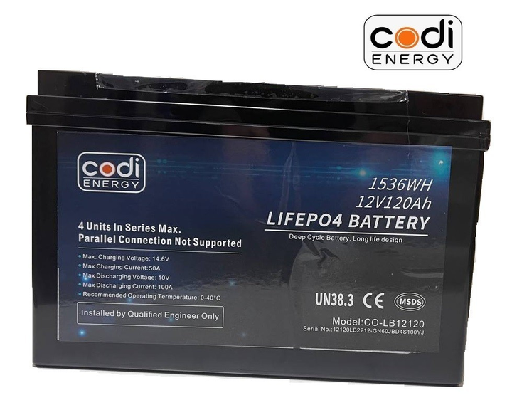 Аккумулятор Codi Energy LiFePO4 12В 120Ач (1536 Втч) литий железо ...