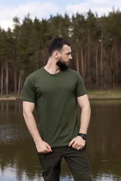 Тактическая камуфляжная футболка Олива (Размер 58) - изображение 1