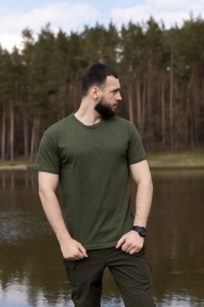 Тактическая камуфляжная футболка Олива (Размер 52) - изображение 1