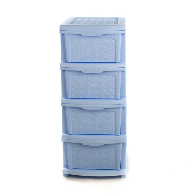Комод пластиковий на 4 ящики R-Plastic "Компакт Плюс", Блакитний - Фото 3 Комод пластиковий на 4 ящики R-Plastic "Компакт Плюс", Блакитний - зображення 3