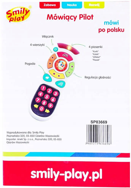 Pilot do telewizora Smiley Play z muzyką i światłem (SP83669) - obraz 4