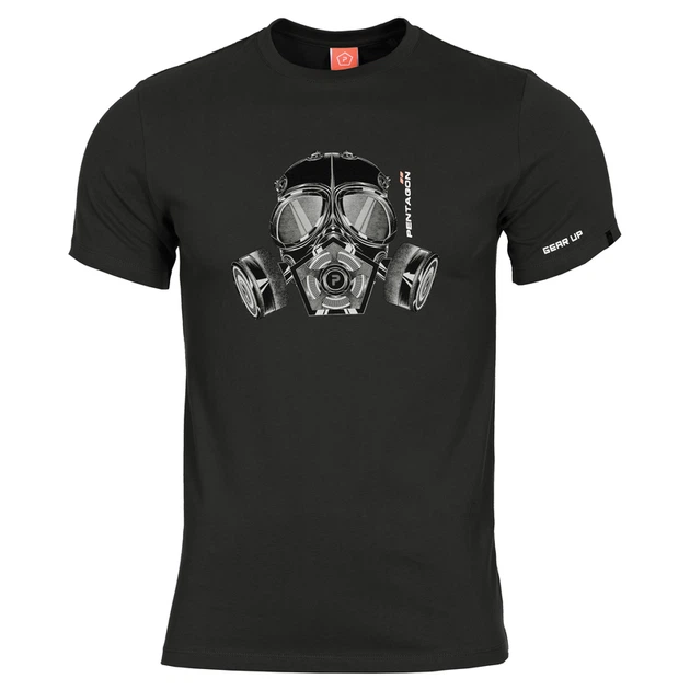 Футболка Pentagon AGERON GAS MASK K09012-GM Medium, Чорний - Фото 1 Футболка Pentagon AGERON GAS MASK K09012-GM Medium, Чорний - изображение 1