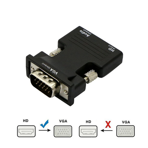 Конвертер з HDMI на VGA, зі звуком, 1080P - Фото 4 Конвертер з HDMI на VGA, зі звуком, 1080P - зображення 4