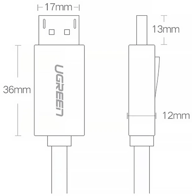 Кабель Ugreen P102 DP V1.2 Male to Male Cable 4K / 60 Гц 2K / 144Гц 5 м Black (6957303812134) - зображення 6
