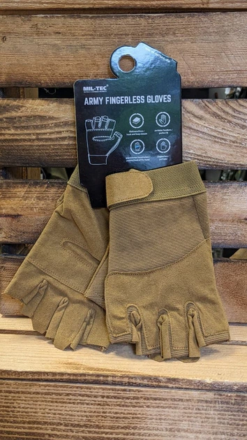 Рукавиці тактичні Mil-Tec Короткопалі S Койот ARMY FINGERLINGE DARK COYOTE (12538519-902-S) - изображение 4