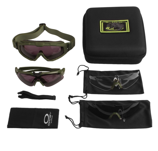 Защитные очки и маска 2 в 1 тактические M Frame олива Oakley Si Ballistic - изображение 1