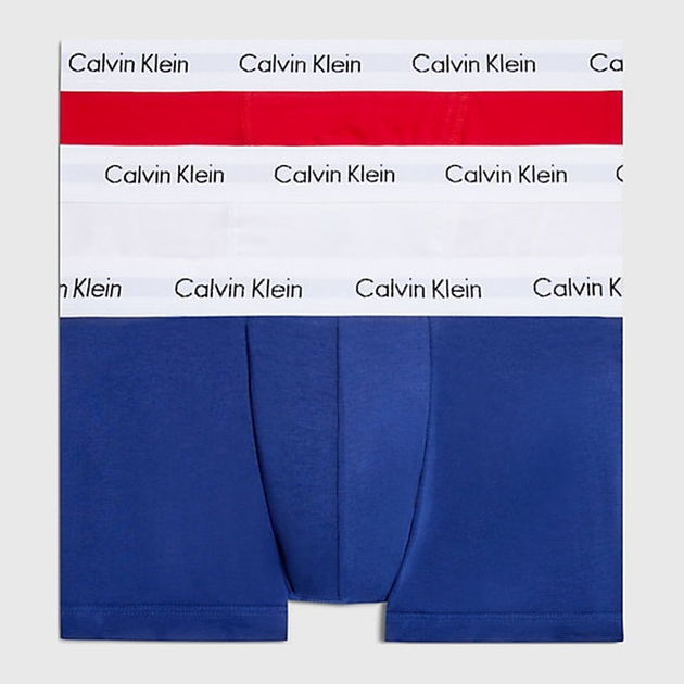Набір трусів шорти Calvin Klein Underwear 3P Low Rise Trunk 0000U2664G-I03 S 3 шт Білий/Темно-синій/Червоний (5051145900552) - зображення 1