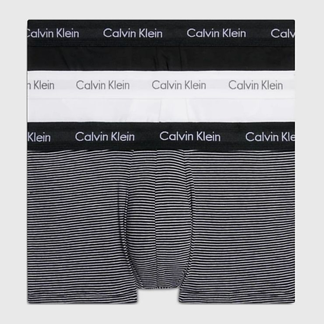 Calvin Klein Bielizna Low Rise Trunk 0000U2664G-IOT L 3 szt. Czarny/Biały/Szary W Paski (8719851968637) - obraz 1