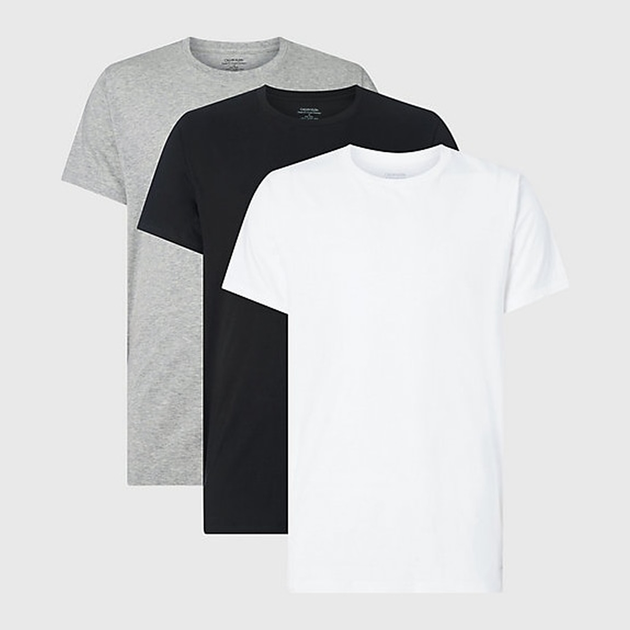 Zestaw koszulek męskich Calvin Klein S/S Crew Neck 3Pk 000NB4011E-MP1 L 3 szt Czarny/Biały/Szary (8719853078341) - obraz 1