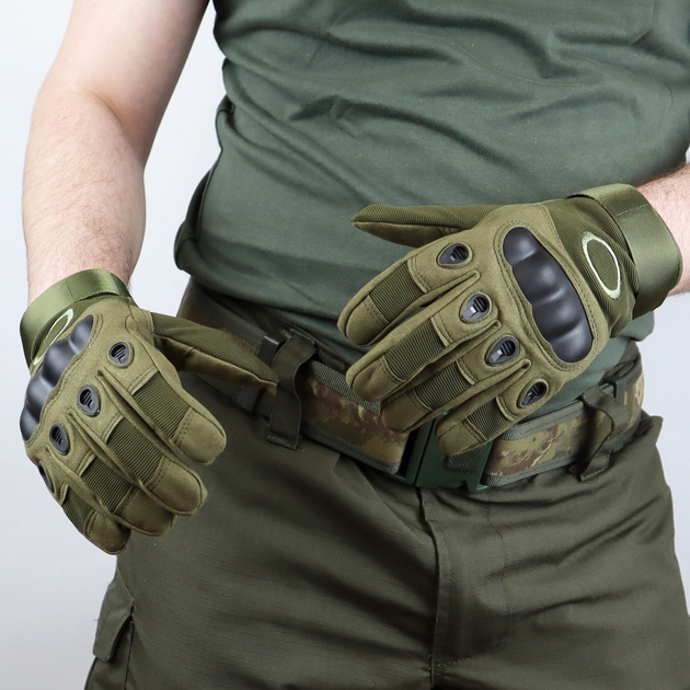 Тактичні рукавиці Oakley повнопалі розмір L Олива - зображення 1