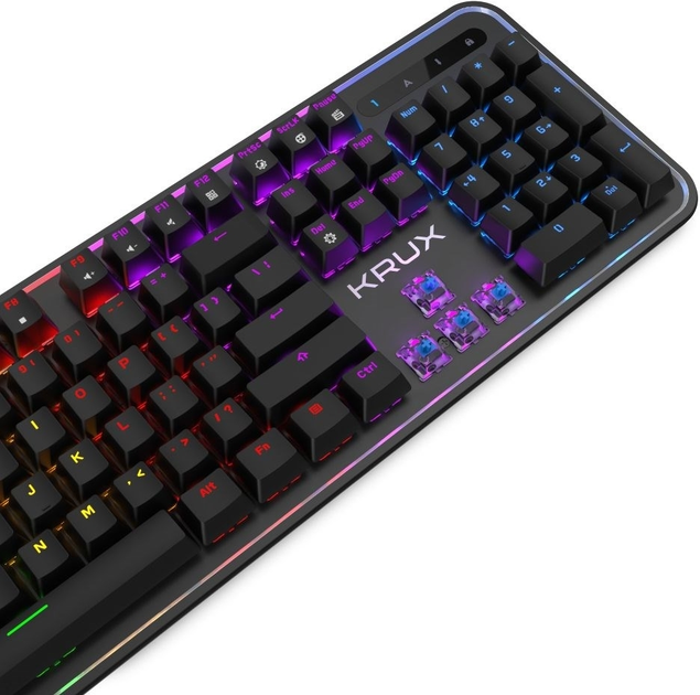 Клавіатура дротова Krux Comet RGB Outemu Blue USB Black (KRX0023) - зображення 6