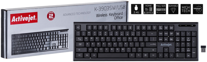 Klawiatura bezprzewodowa Activejet K-3903SW USB/bezprzewodowa Czarna - obraz 9