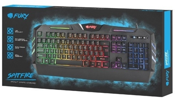 Klawiatura przewodowa Natec Fury Spitfire USB Czarna (NFU-0868) - obraz 3