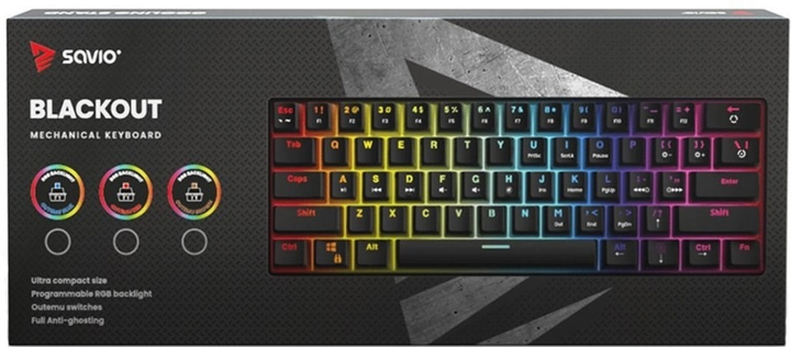 Клавіатура дротова Savio Blackout Outemu Red USB Black (BLACKOUT RED) - зображення 6