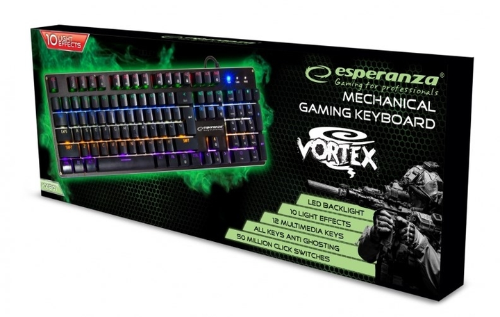Klawiatura przewodowa Esperanza Vortex USB Czarna (EGK801) - obraz 3