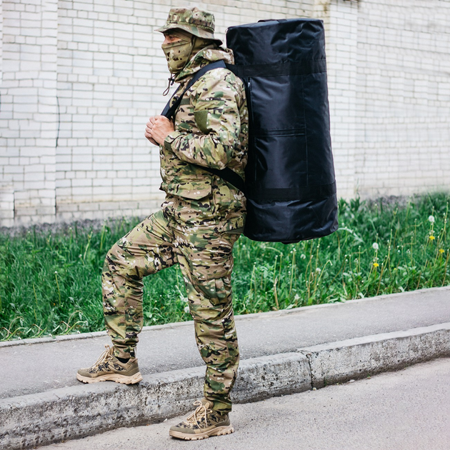 Рюкзак-сумка баул військова, армійський баул Оксфорд чорний 120 л тактичний баул. - зображення 1