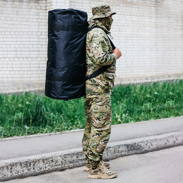 Рюкзак-сумка баул військова, армійський баул Оксфорд чорний 120 л тактичний баул. - зображення 2