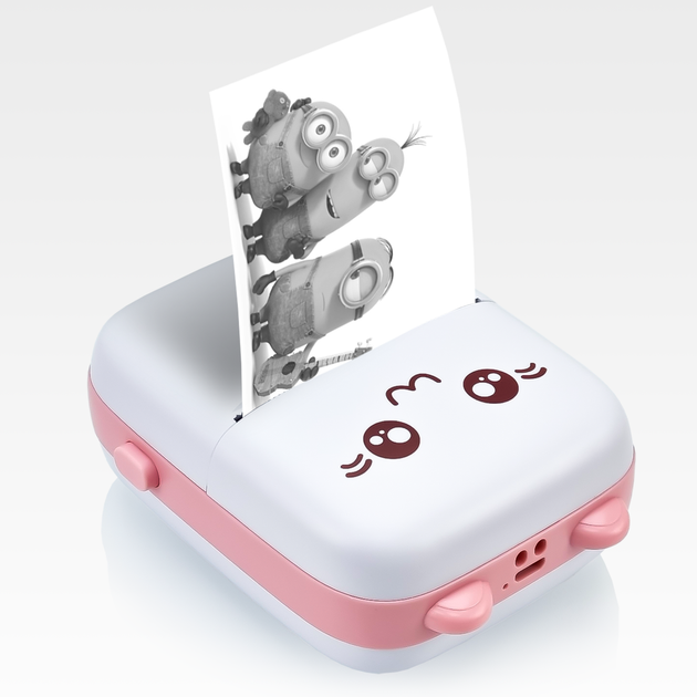 Портативний термопринтер JETIX Mini printer Pink з набором термопаперу (5 рулонів) - зображення 2