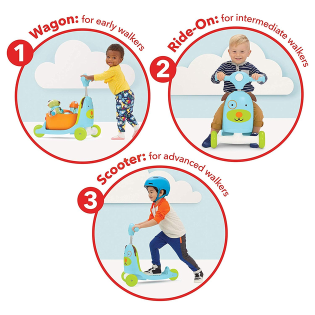 Hulajnoga dziecięca Skip Hop 3 w 1 Zoo Puppy Turkusowo-zielona (9H822910) - obraz 4