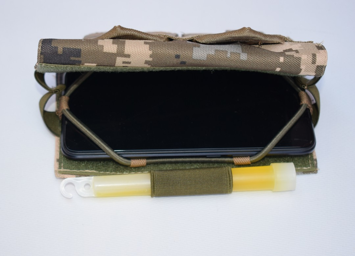 Подсумок под телефон, тактический чехол для телефона горизонтальный с креплением молли molle Пиксель - изображение 1