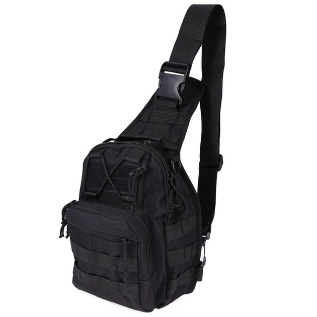 Військовий рюкзак тактичний Eagle M02B Oxford 600D через плече 6 літрів Black - зображення 1